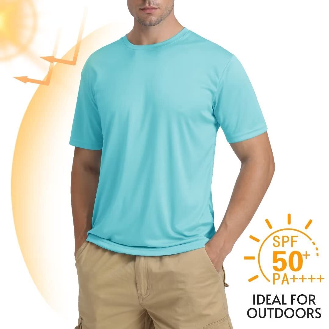 UPF50+ Men's UV Shirts Skin Protection Summer Short Sleeve Water Sport Casual T gallery