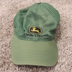 John Deere Strapback hat Cap Mesh Green Yellow Patch Adjustable One Size