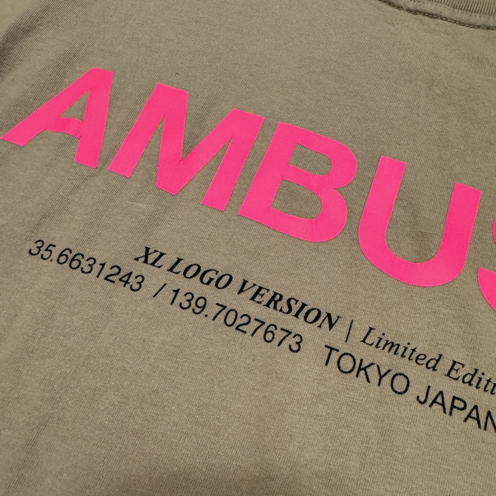 AMBUSH Japan Sz 1 / US S Small Logo Version T-Shirt Limited Edition Taupe/Pink gallery