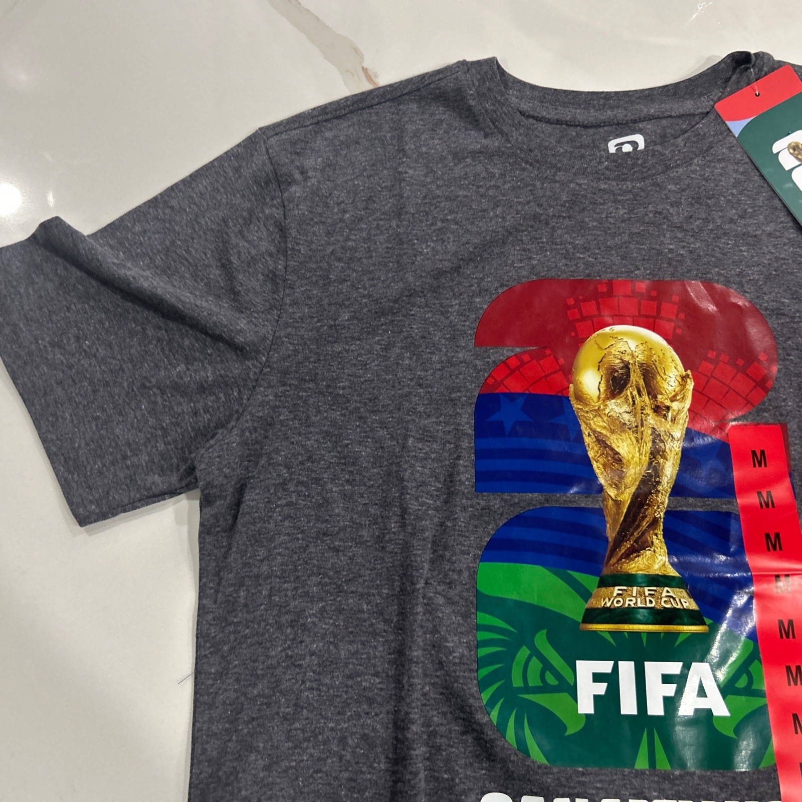 FIFA World Cup Men’s M Gray Graphic Print Logo Crew Neck Short Sleeve T-Shirt gallery