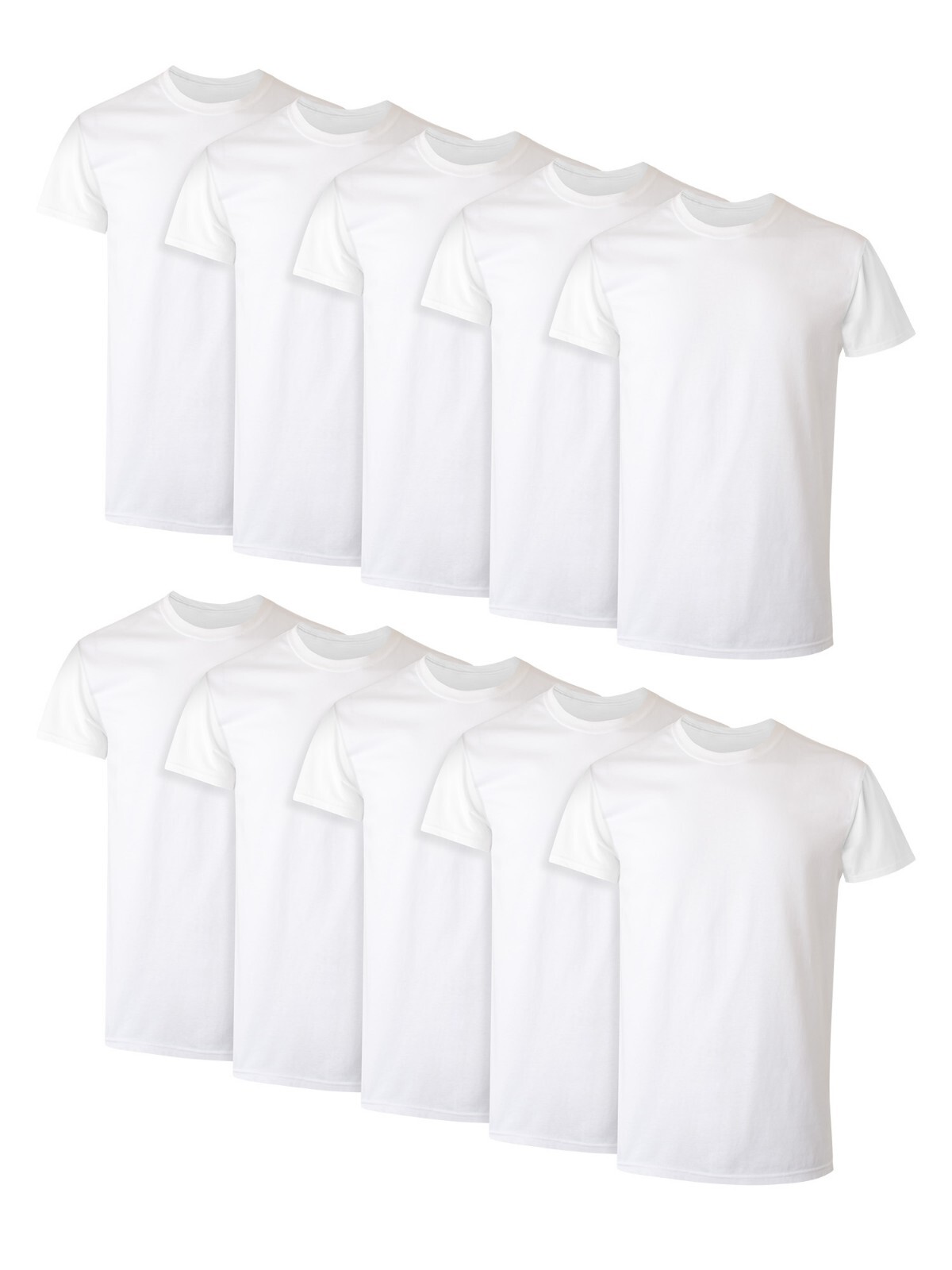 10 Pack Hanes Men's White Crew T-Shirt Super Value Cotton Size S-3XL gallery