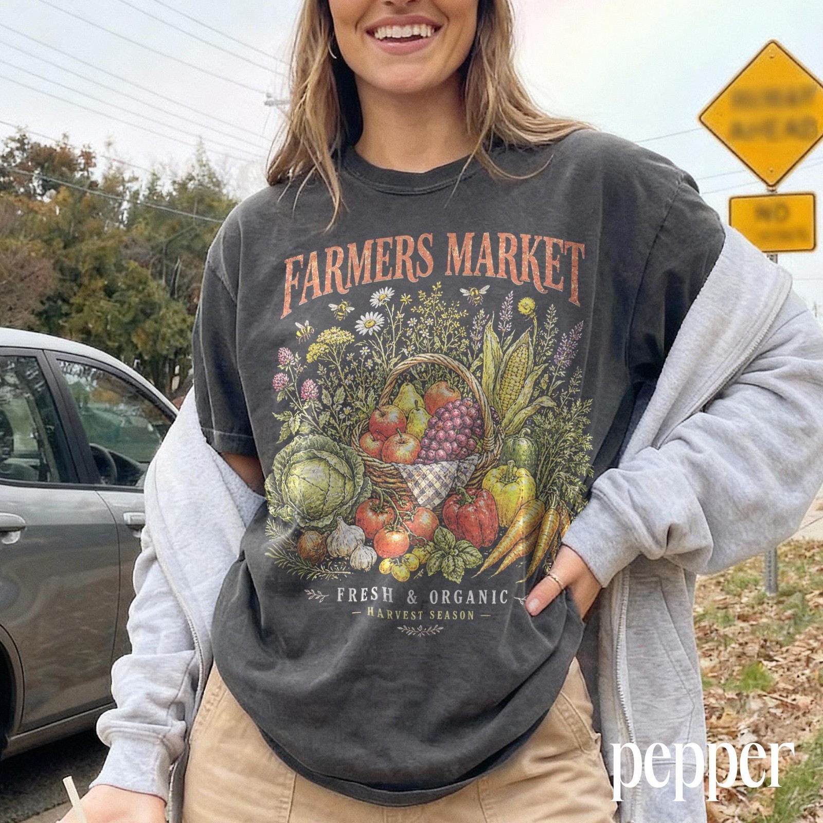 Farmers Market Graphic Tee Vintage Vegetable Harvest Shirt