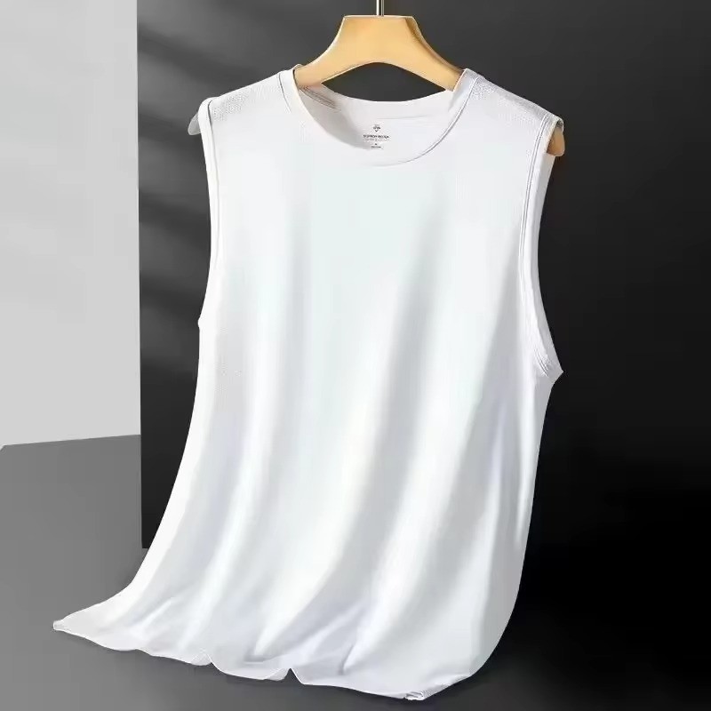 Men's Ice Silk Mesh Vest Lightweight Sports Summer Wear Sleeveless T-shirt Tank gallery