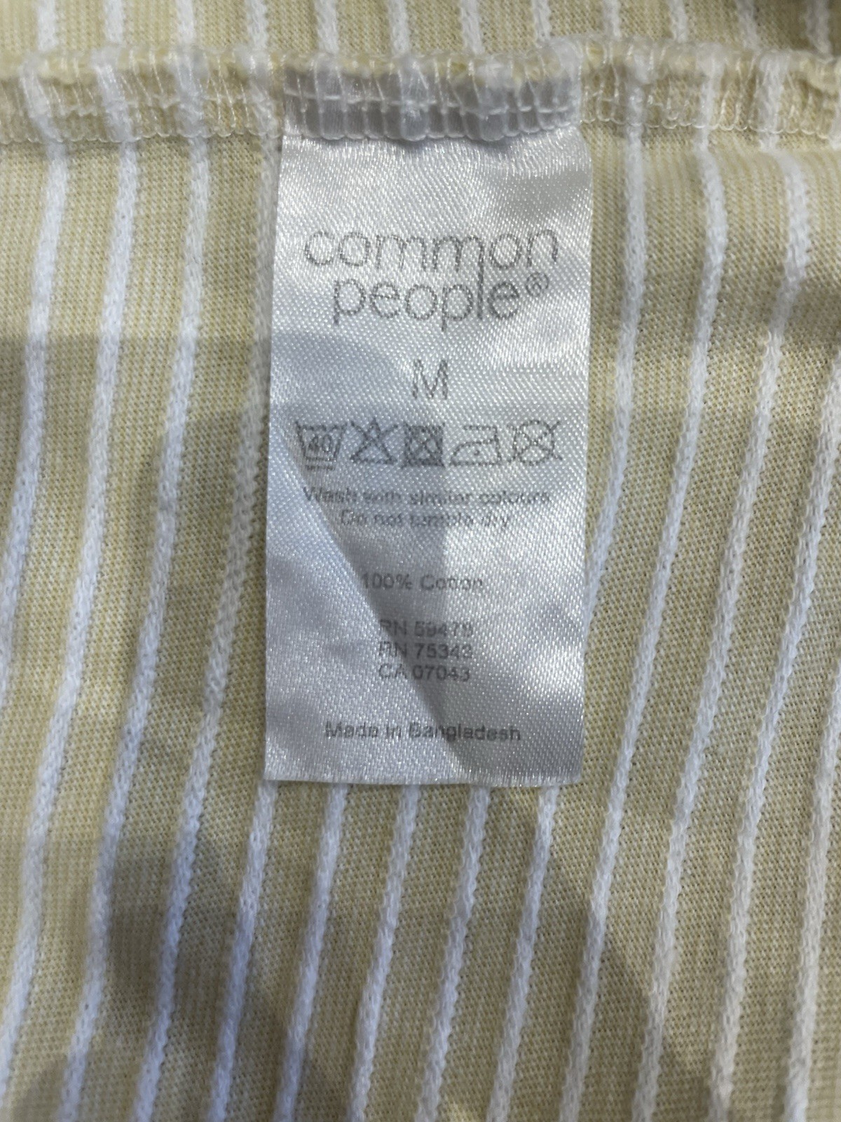 Common People Yellow White Stripe T-Shirt / Tee - Size M - Textured gallery