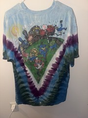 Vintage Grateful Dead Casey Jones Train Liquid Blue Tie Dye Mens T-shirt XL