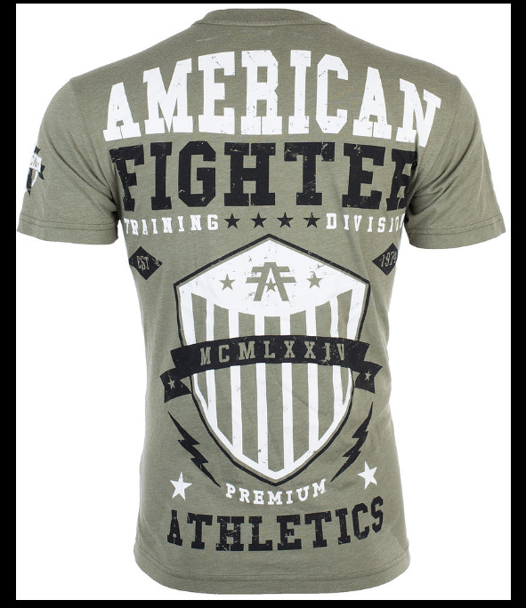 AMERICAN FIGHTER Military Green DALTON Athletic Graphic T-shirt NWT gallery