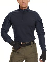 Men’s 1/4 Zip Shirts Long Sleeve Ripstop Top Outdoor Work Hiking Training Shirts