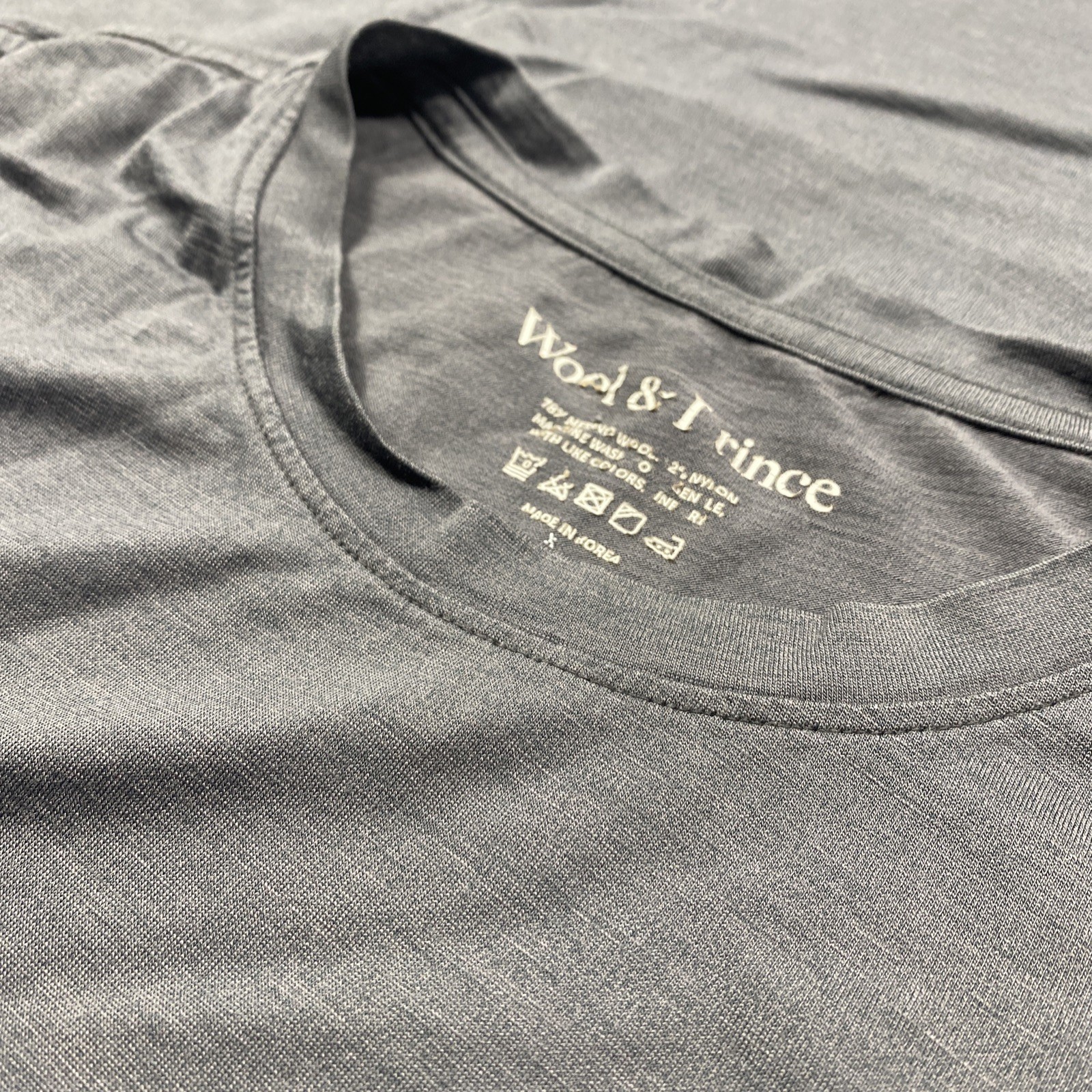 Wool & Prince Merino Blend Crew T-Shirt Gray Men's XXL gallery