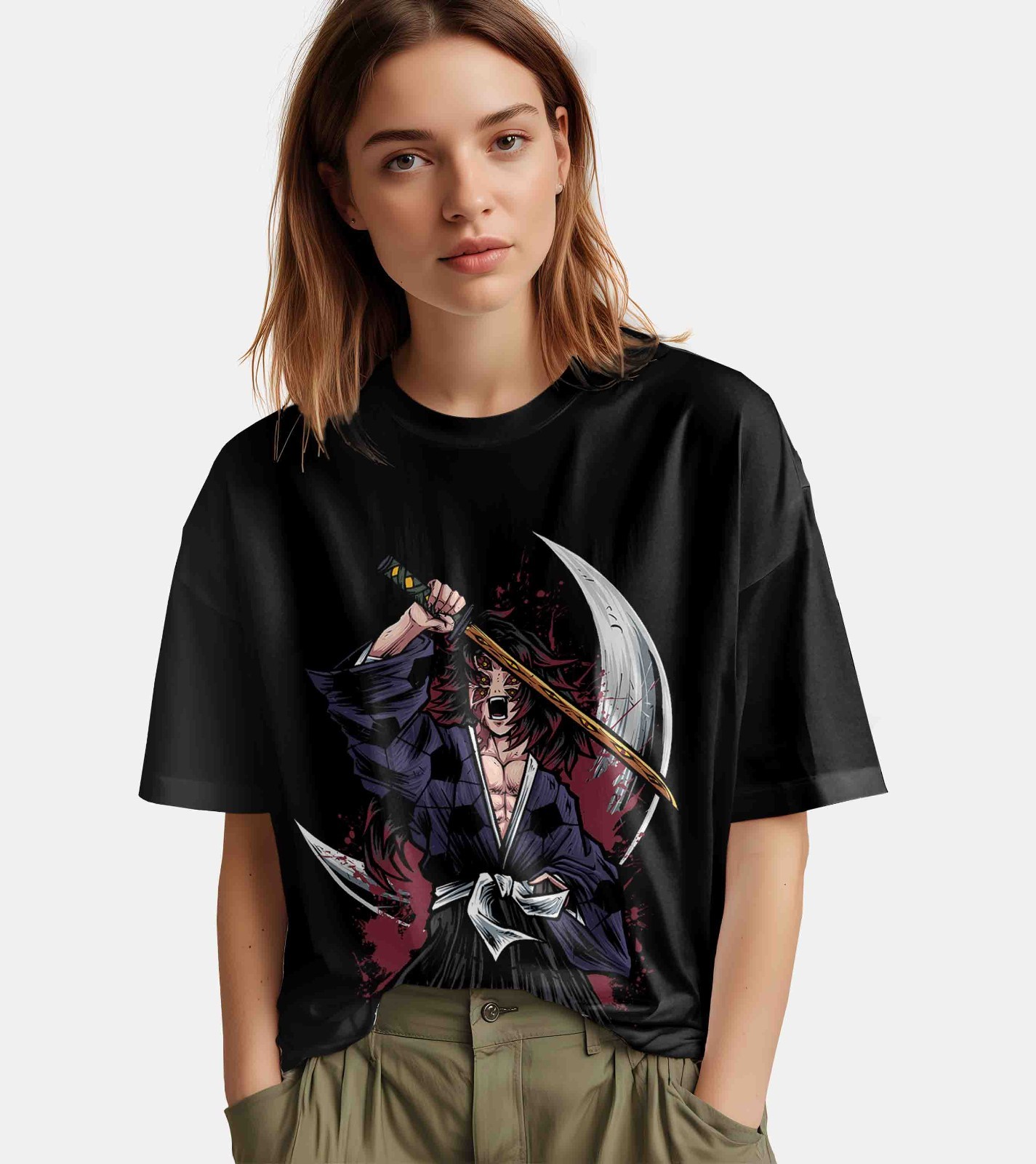 Demon Slayer Shirt Kokushibo Upper Moon 1 T-Shirt Tanjiro KNY Anime Muzan Tee gallery