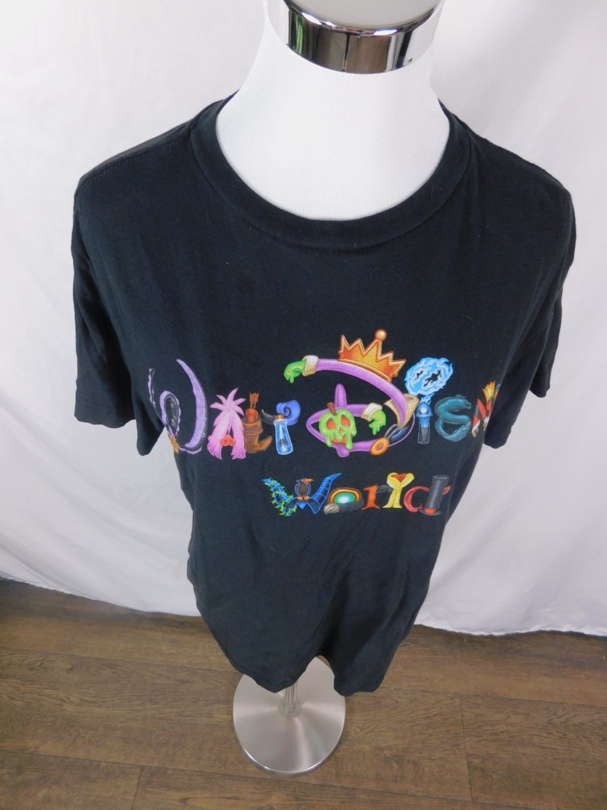 Walt Disney World Multicolor Logo Graphic T-Shirt S Black Cotton Unisex gallery