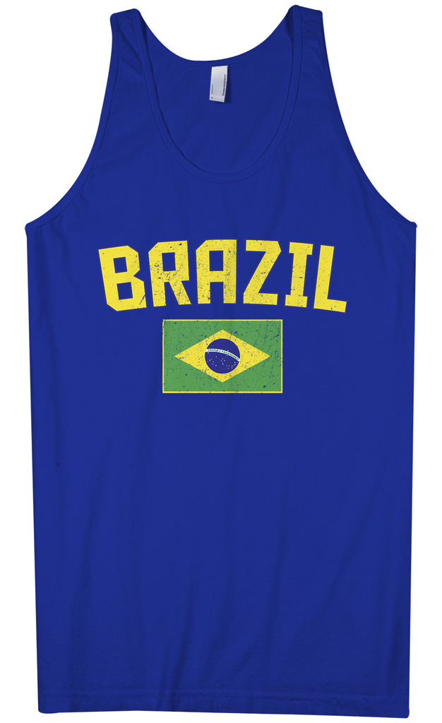 Threadrock Men’s Brazil Flag Tank Top Brazilian Rio de Janeiro