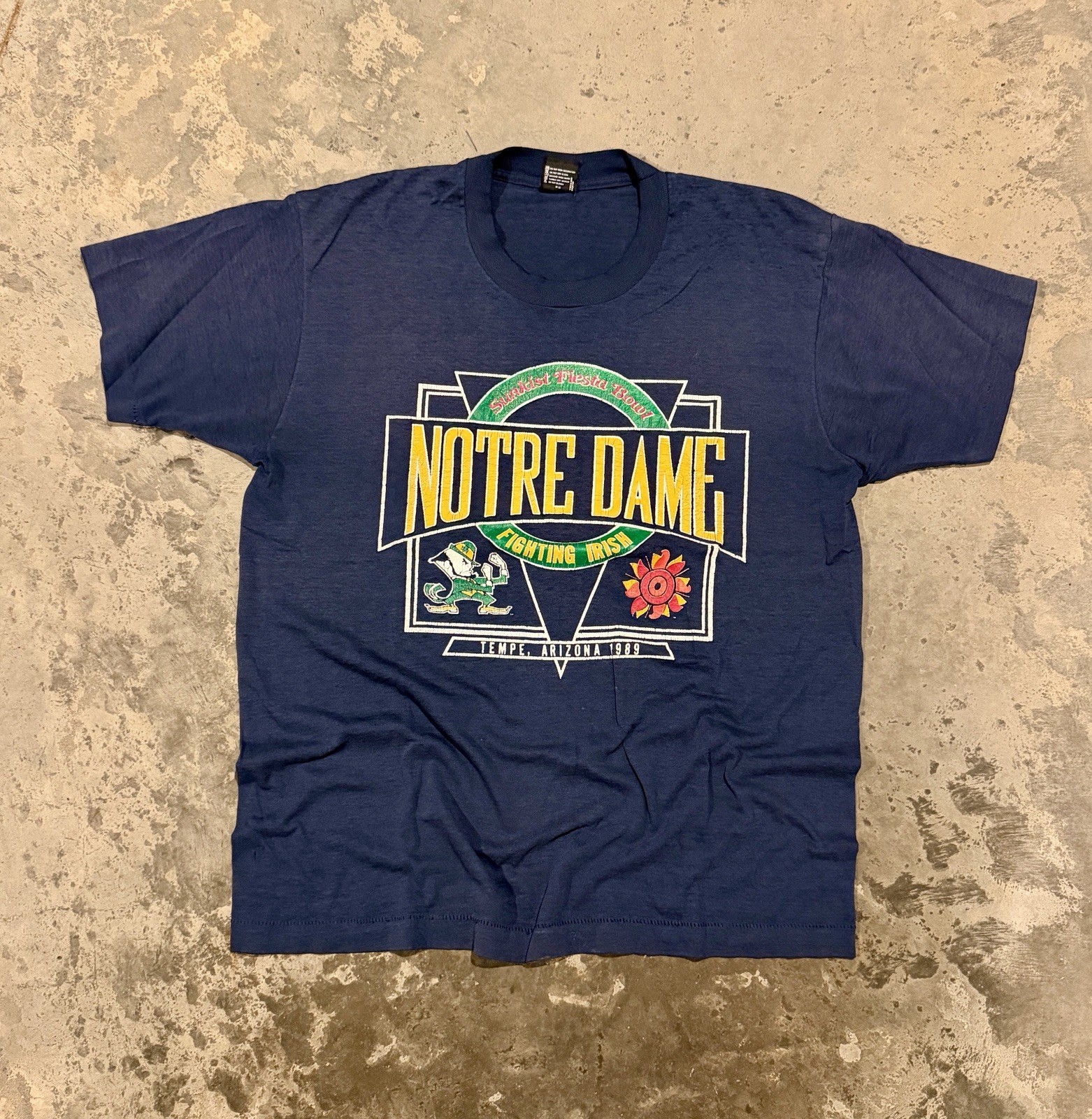 Vintage 1989 Sunkist Fiesta Bowl Notre Dame College Football T Shirt Size XL