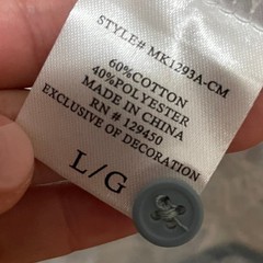Como Man Men’s Large Ginkgo Leaf Print Henley Shirt Blue White Short Sleeve NWT