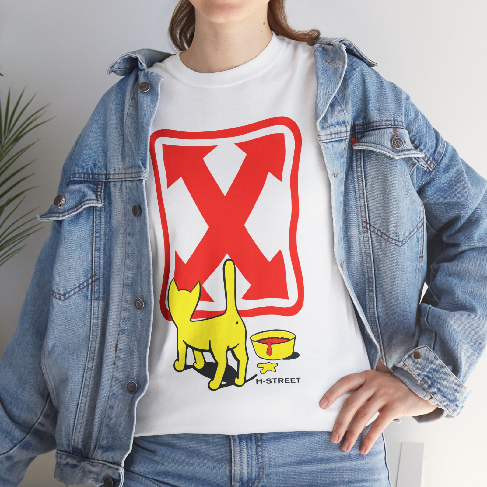 H Street Skate Yellow Cat Logo Men's T-Shirt American Style T Shirt gallery