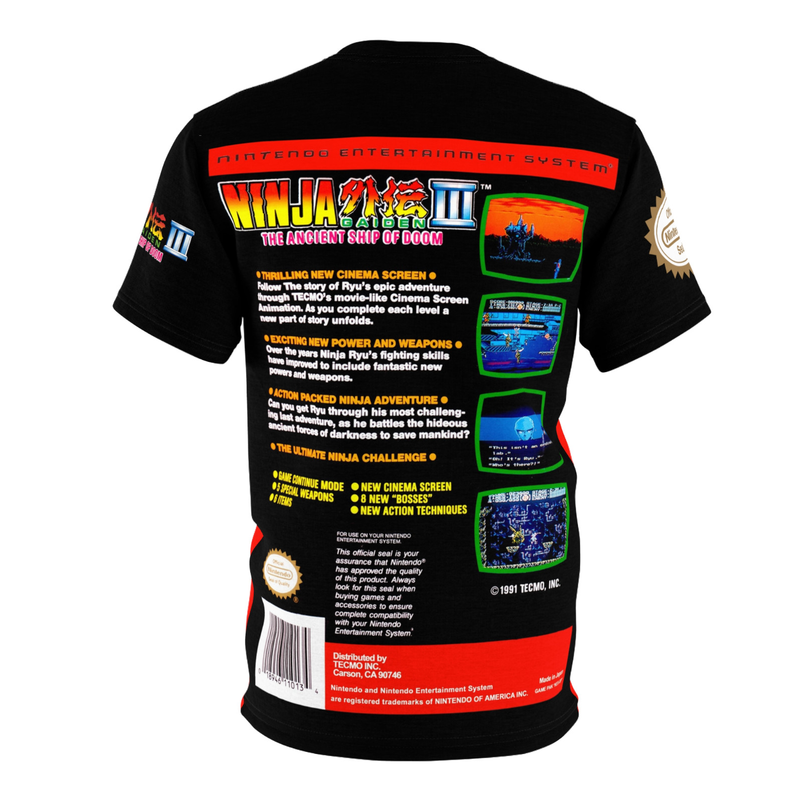 Ninja Gaiden III 1991 NES Retro Video Game Nintendo Box Cover Game T-Shirt gallery