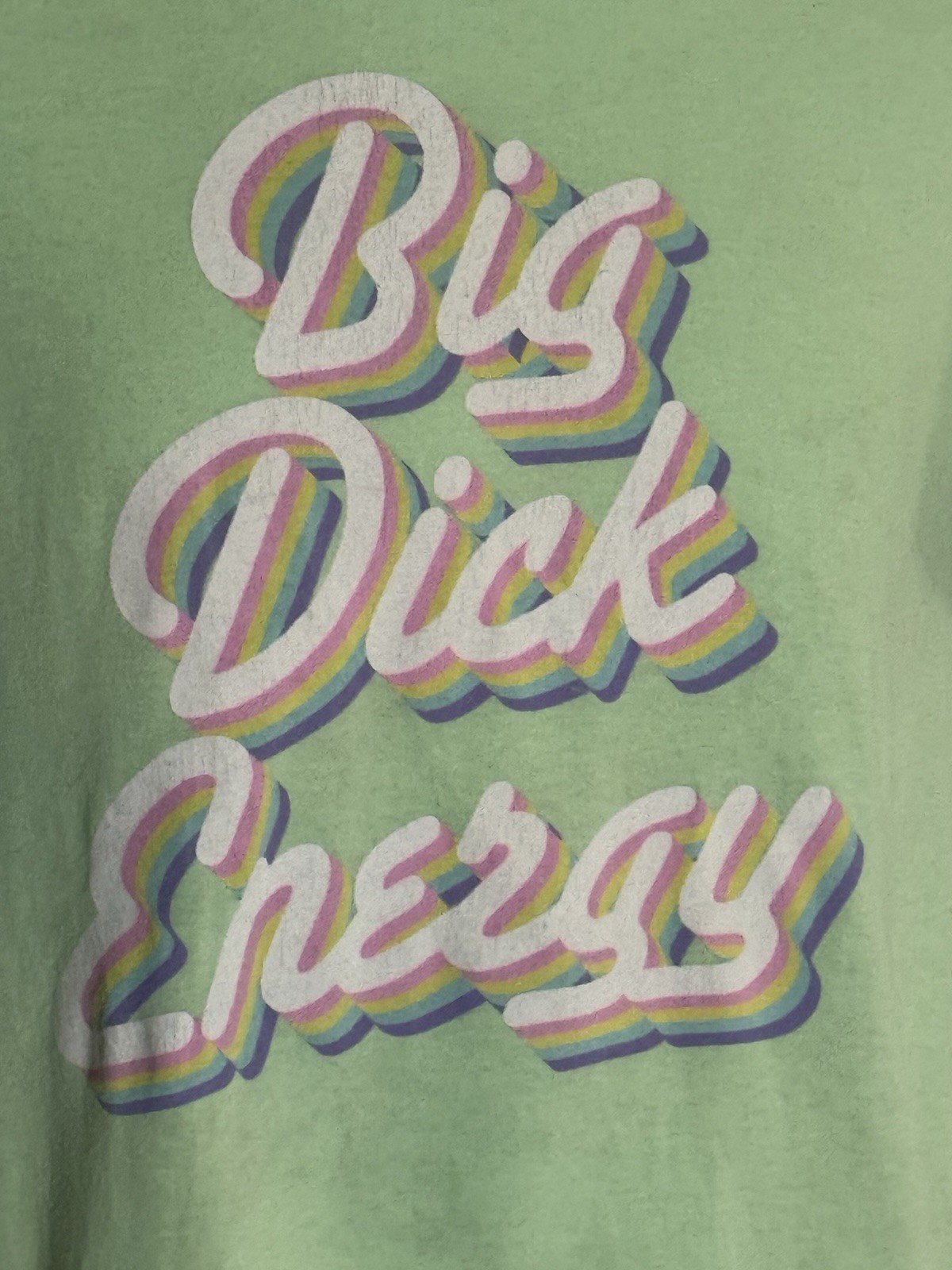 Spencer’s Big Dick Energy Funny Graphic T Shirt Green Rainbow Adult S gallery
