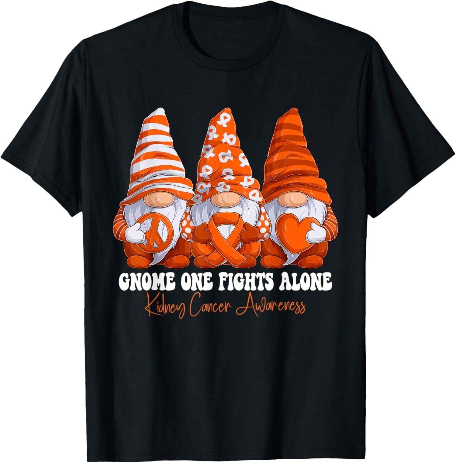 Kidney Cancer Awareness Month Orange Ribbon Gnomies Unisex T-Shirt gallery