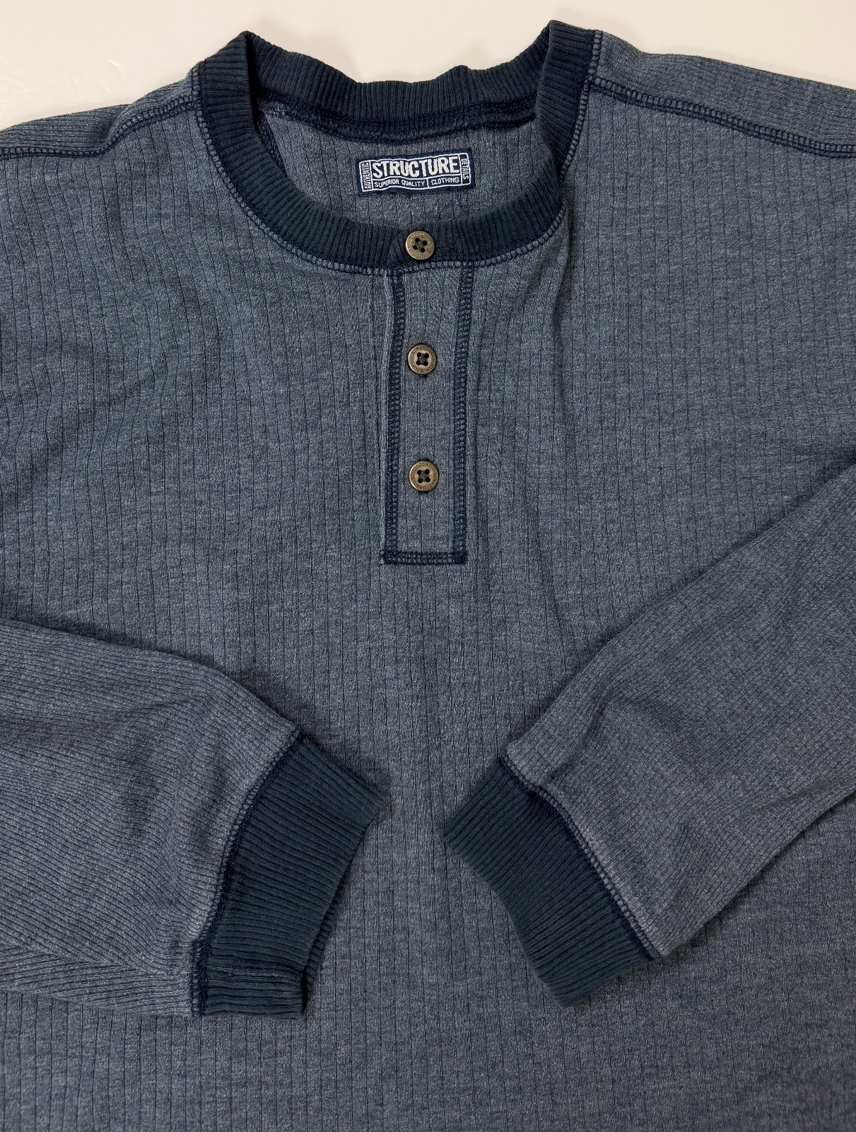 Vintage 90s Ribbed Henley Shirt Men 2XL Minimal Outdoor Casual Midweight Stretch gallery