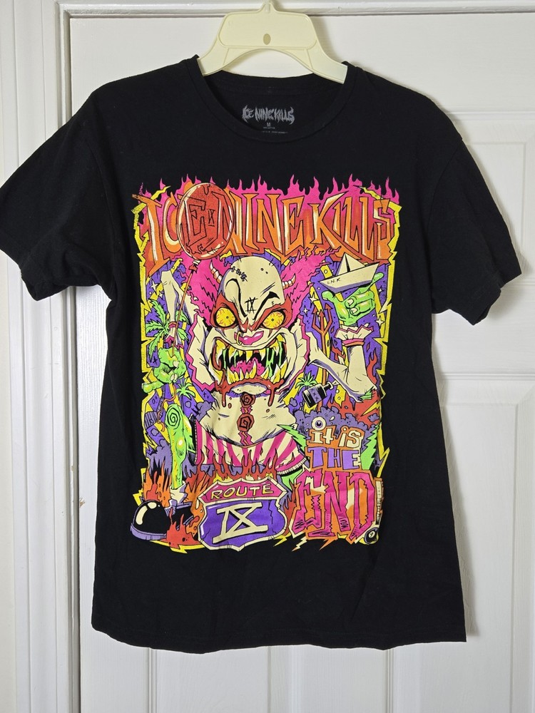 Ice Nine Kills Hot Topic Clown It Is the End Route IX Black Graphic T-shirt Sz M