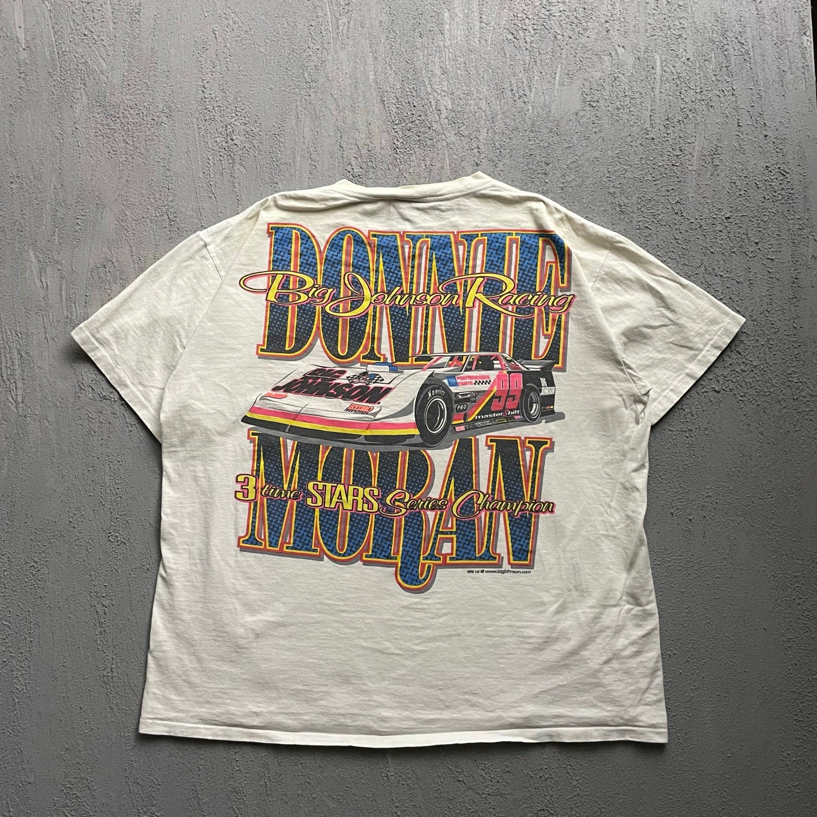 Vintage Donnie Moran Racing Shirt Men Extra Large White 90s 99 Big Johnson gallery