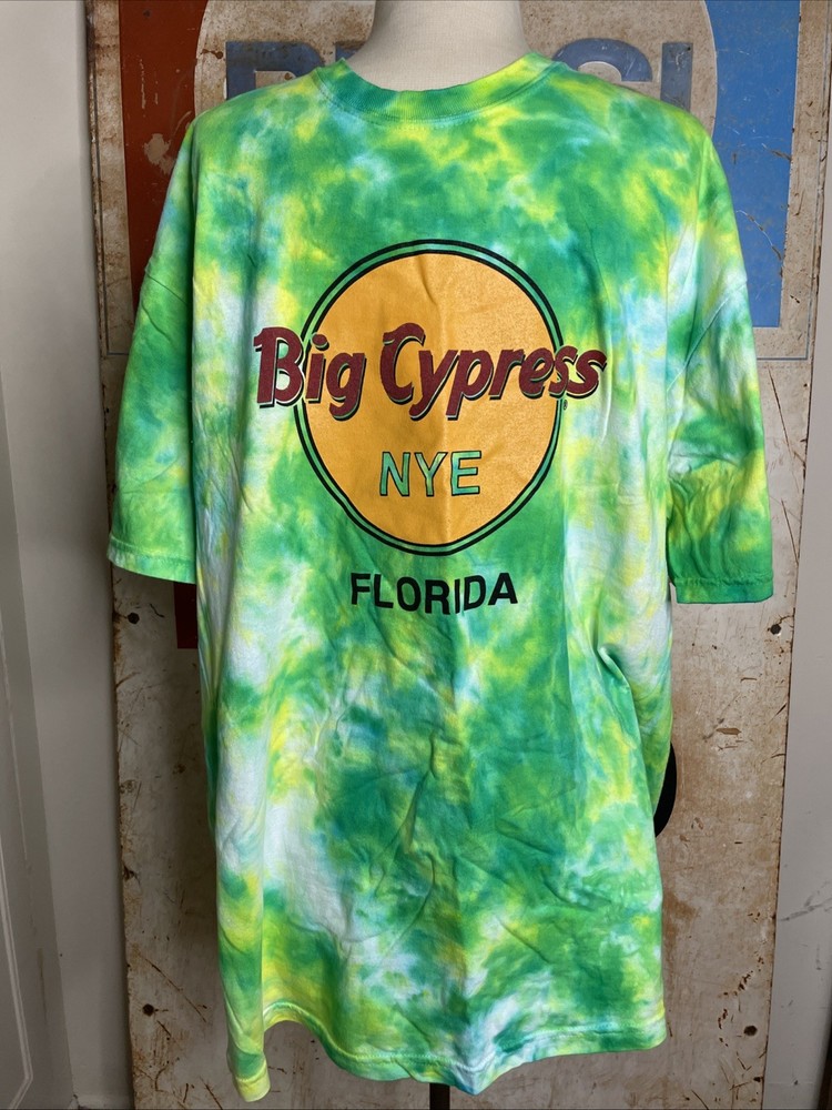 Phish Big Cypress NYE Florida 2000 T Shirt Sz XL Tie Dye Double Sided Green