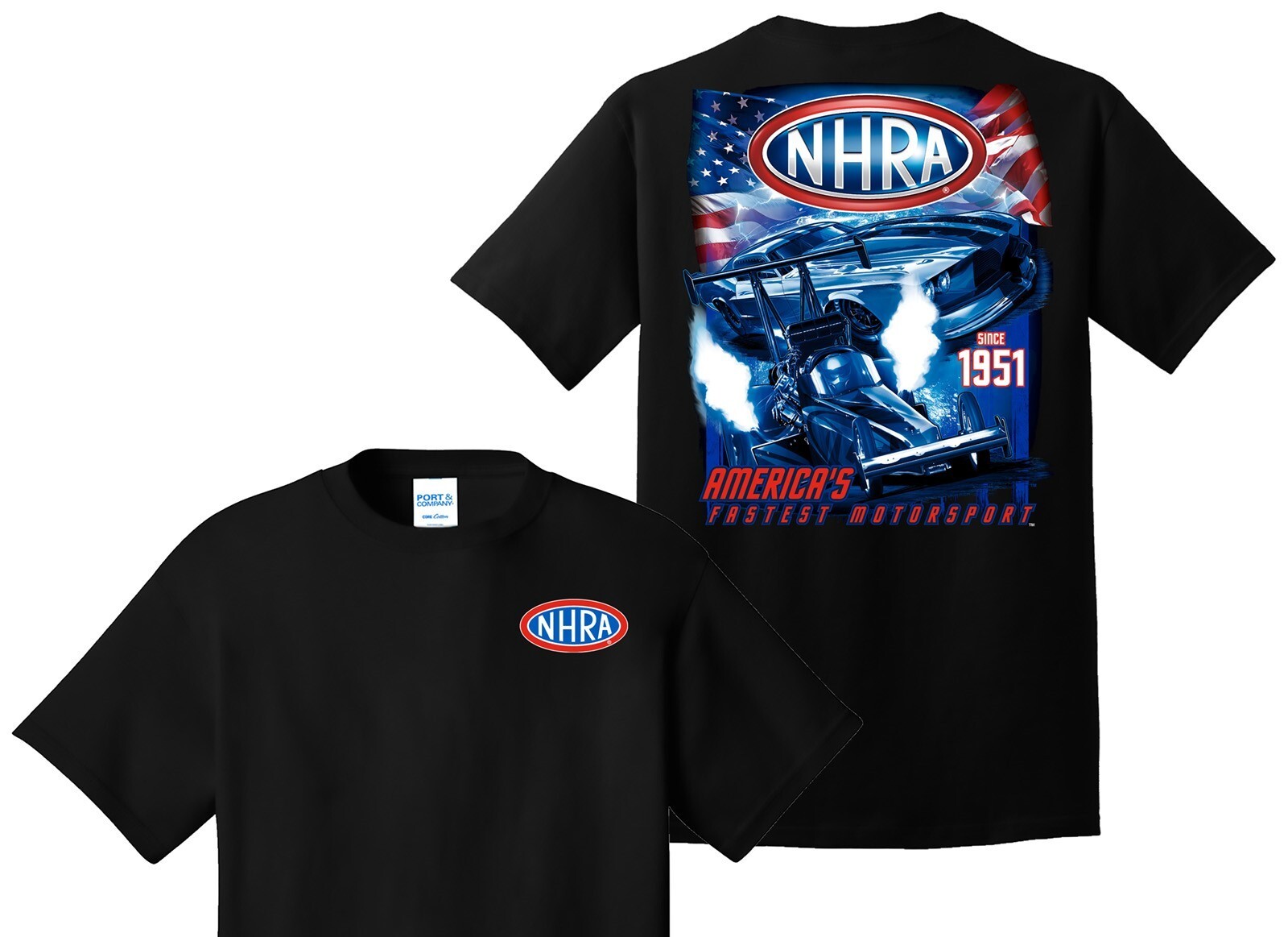NHRA AMERICAS FASTEST MOTOR SPORT SINCE 1951 BLACK TEE FREE SHIPPING gallery