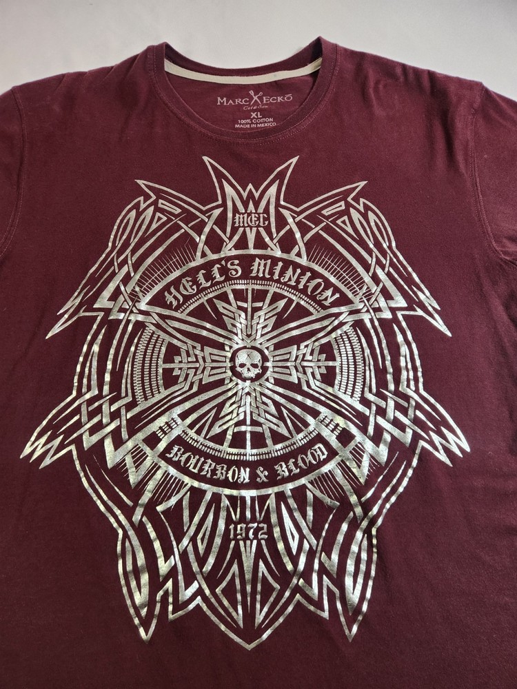 Marc Ecko Cut And Sew T-Shirt Men Size XL Burgundy Short Sleeve Cotton Adult Top