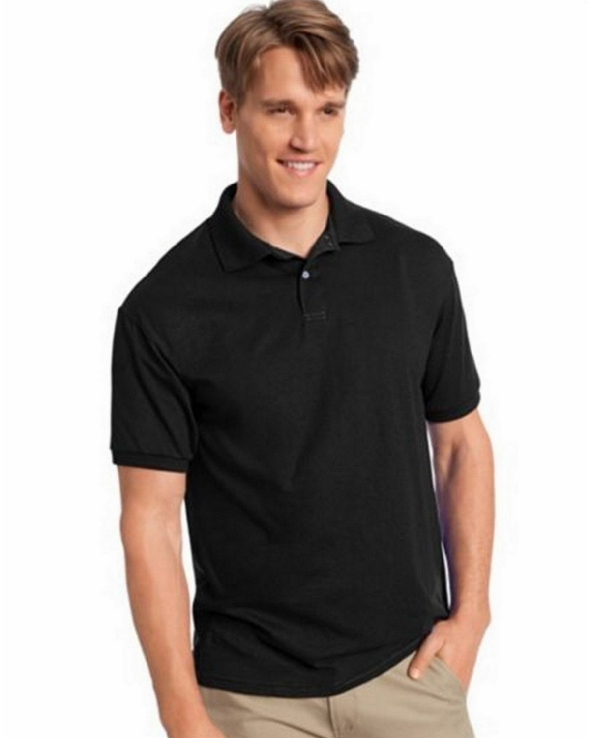 Hanes Men's Cotton-Blend EcoSmart Jersey Polo-054X gallery