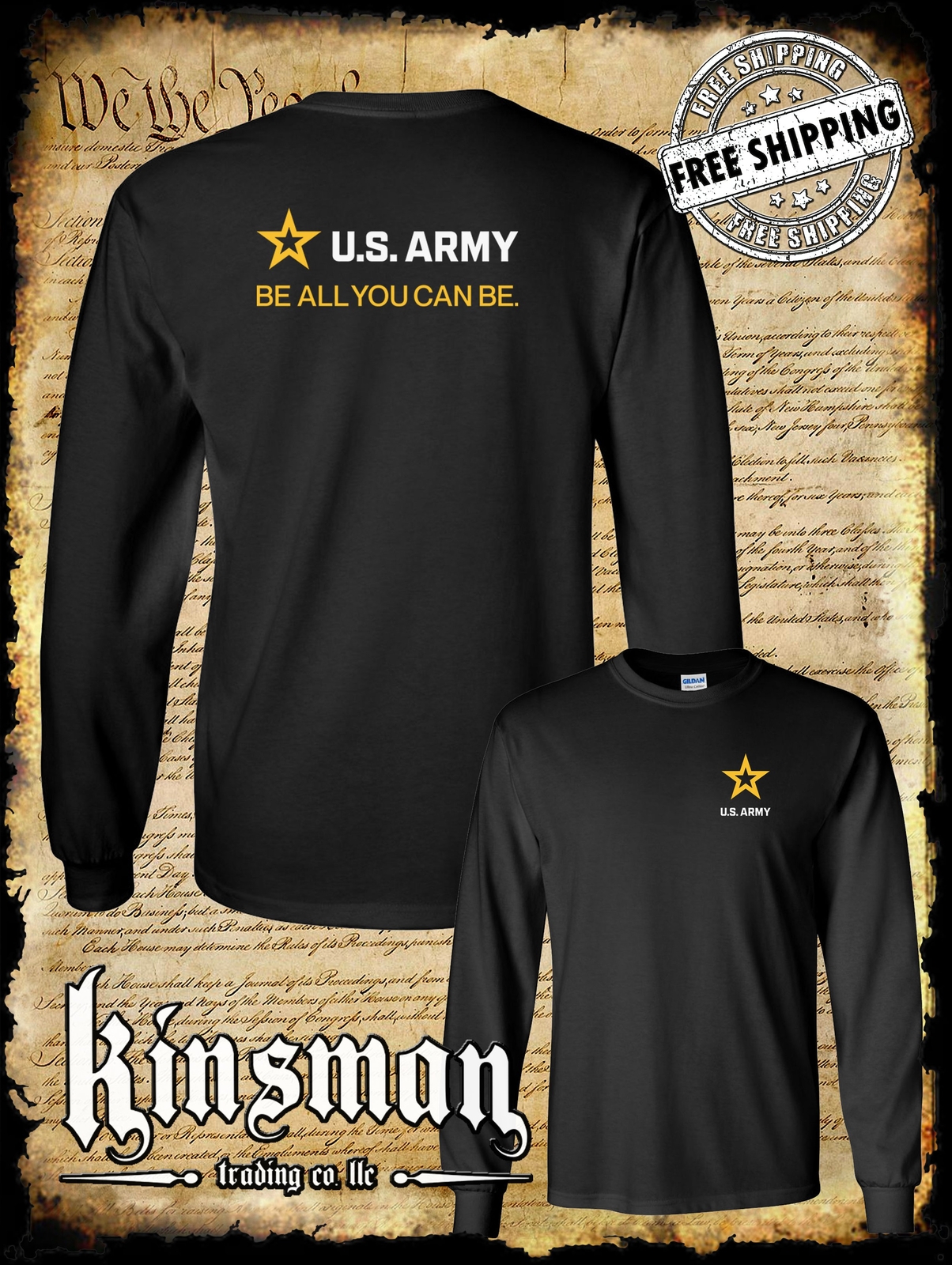 US Army Strip Logo 2-Sided Long Sleeve T-Shirt - Be All You Can Be gallery