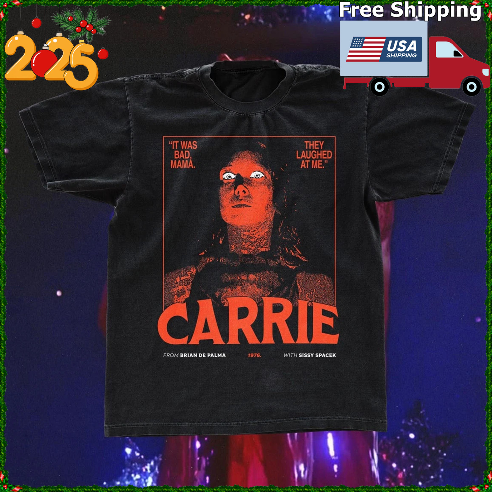 Carrie movie 1976 t-shirt, retro horror movie teeshirt, classic UNISEX Shirt gallery