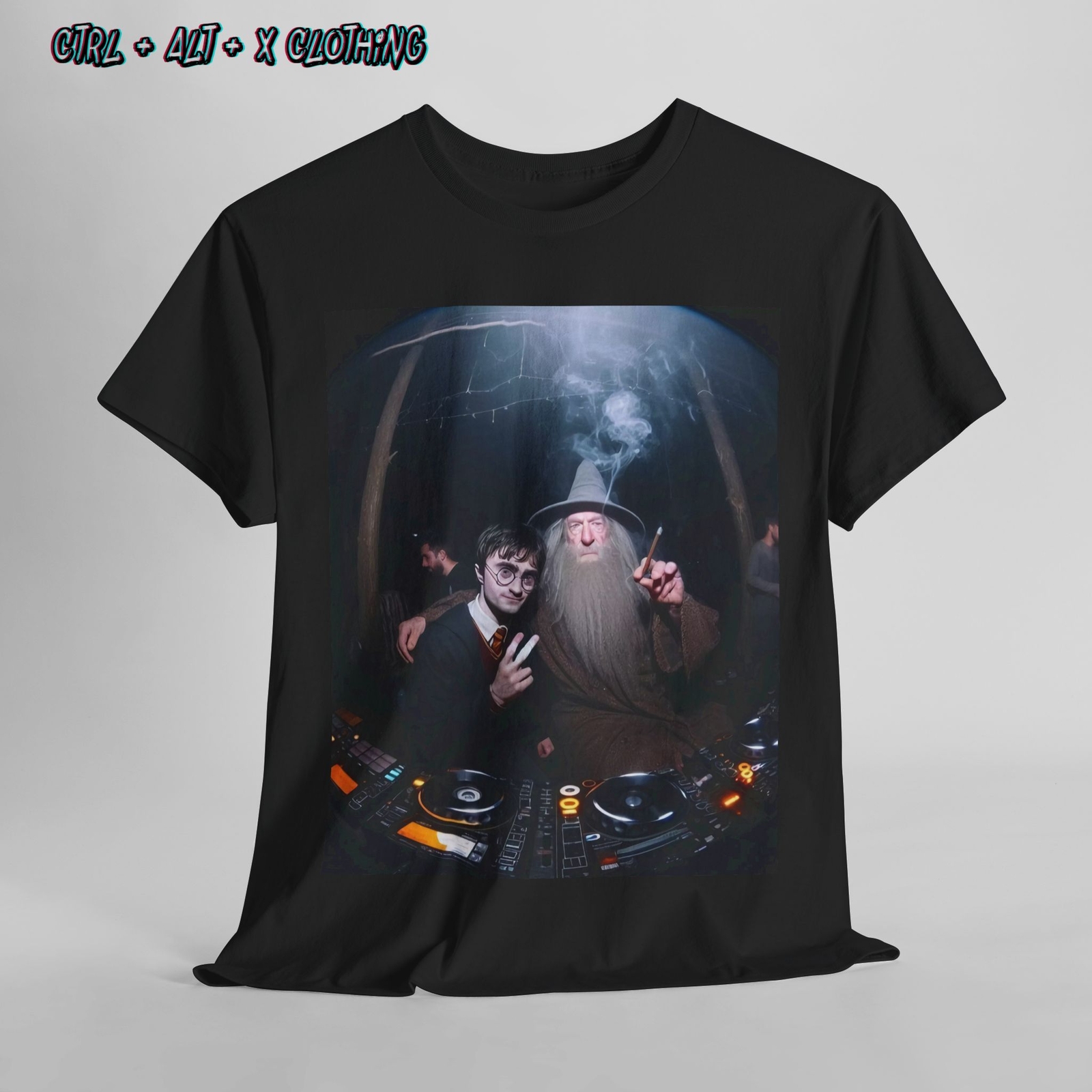 Wizard Crossover Unisex Tee, Harry Potter Gandalf LOTR DJ Shirt, Magical Fantasy