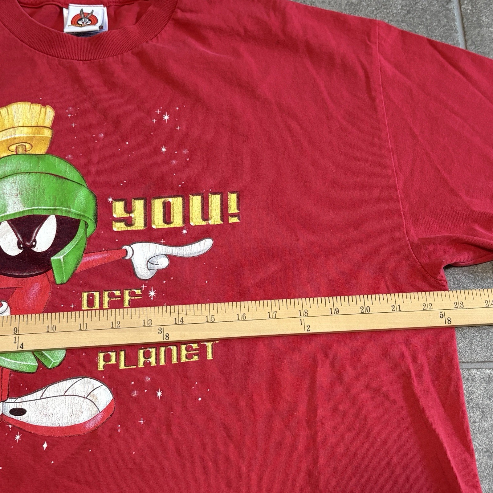 Marvin Martian Shirt Red Get Off My Planet Go Home Looney Tunes XL Y2K USA Bugs gallery