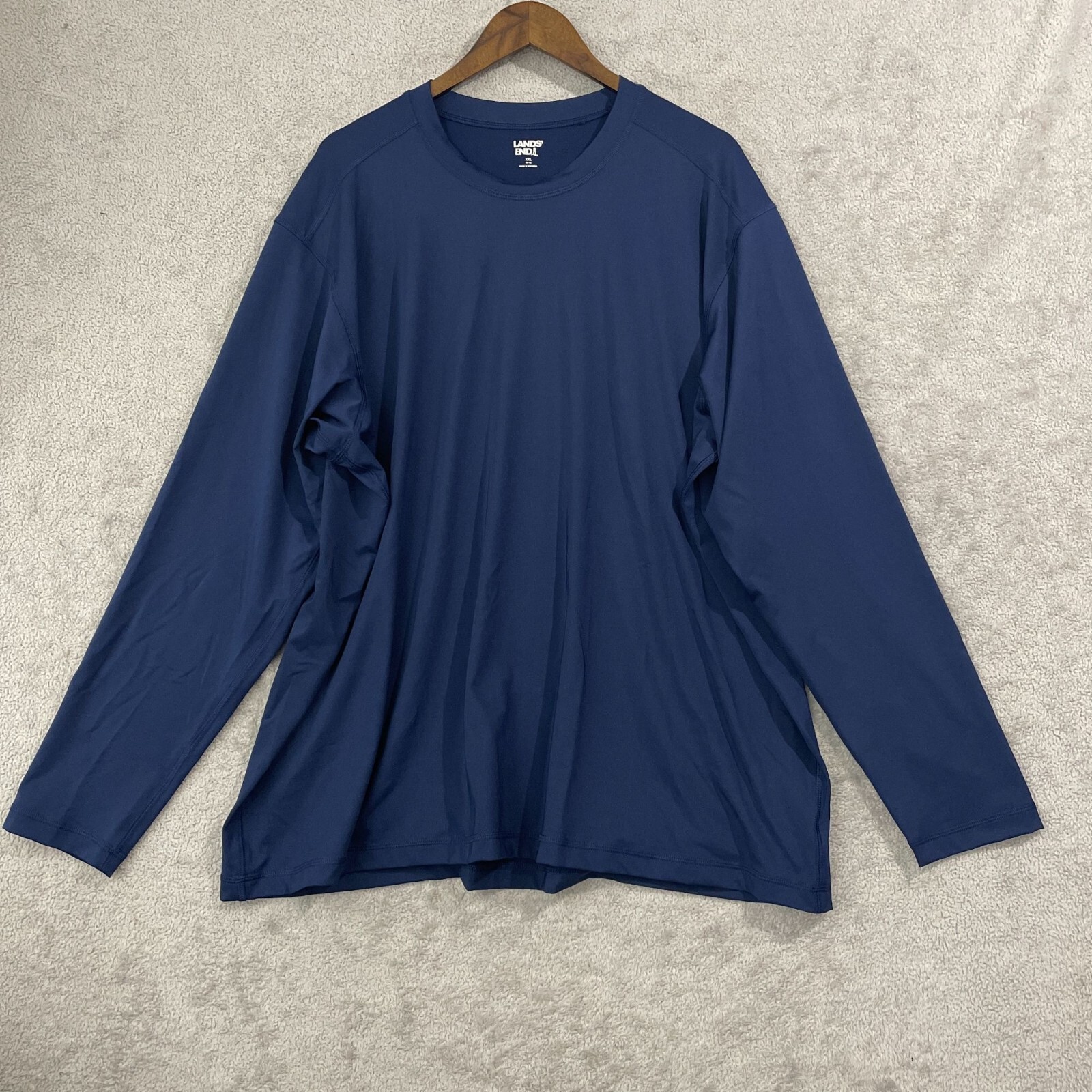 NWOT Lands End Mens XXL Long-Sleeve Navy Crewneck T-Shirt Nylon spandex gallery