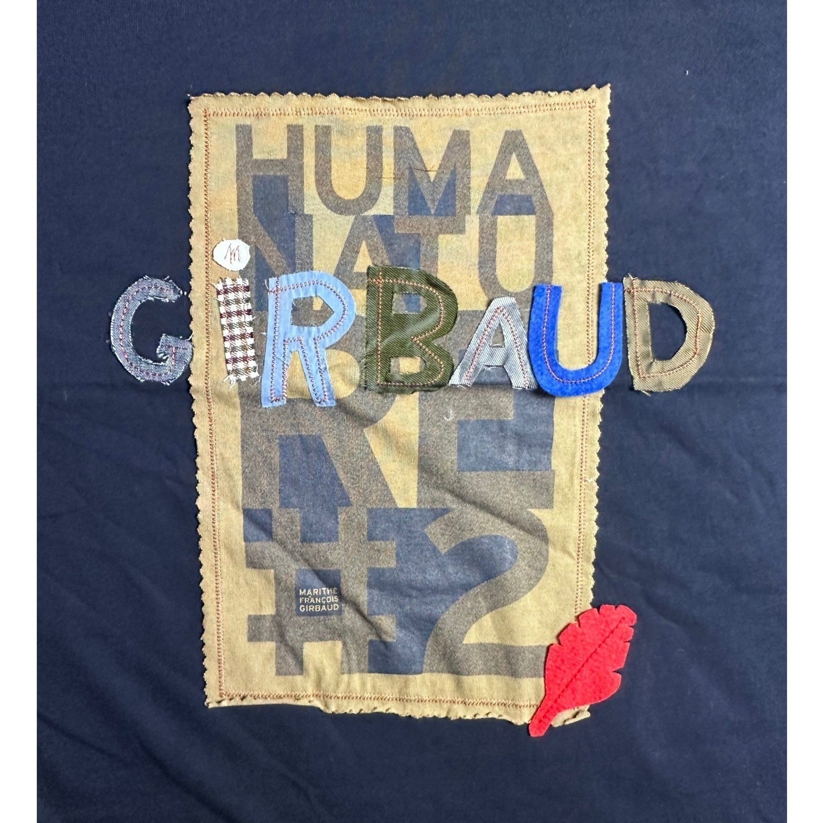 Vintage MARITHE FRANCOIS GIRBAUD Dark Indigo Cotton T Shirt 2XL Graphic Patch gallery