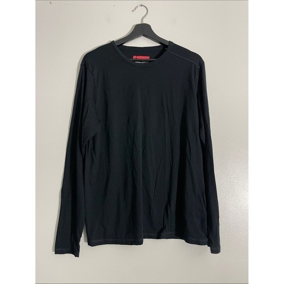 Karbon Mens Black 100% Merino Wool Long Sleeve Crew Neck Base Layer Shirt Size M gallery