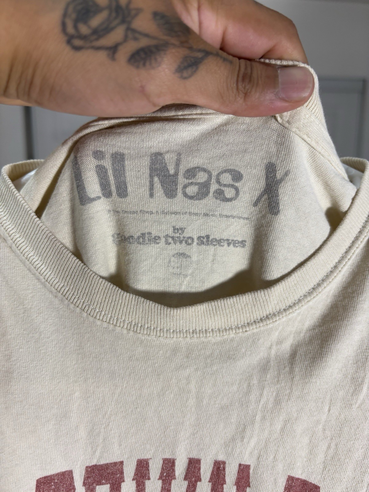 Goodie Two Sleeves Lil Nas X Old Town Road Graphic Men's Beige Crew Neck Tee XS gallery
