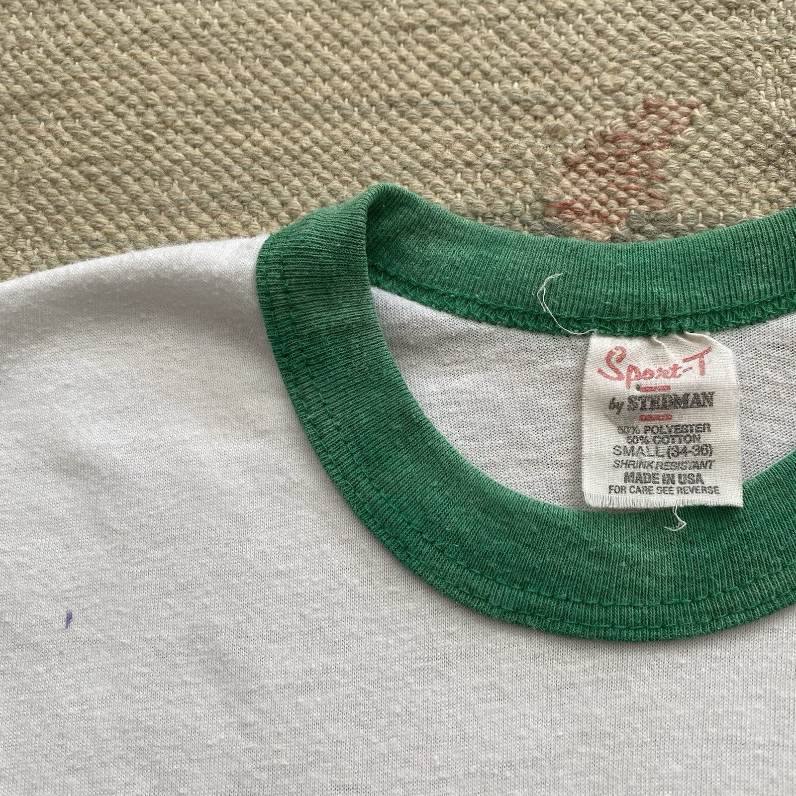 Vintage 80s Ringer T Shirt Small Mayfest 1985 White Green Stedman Kite gallery