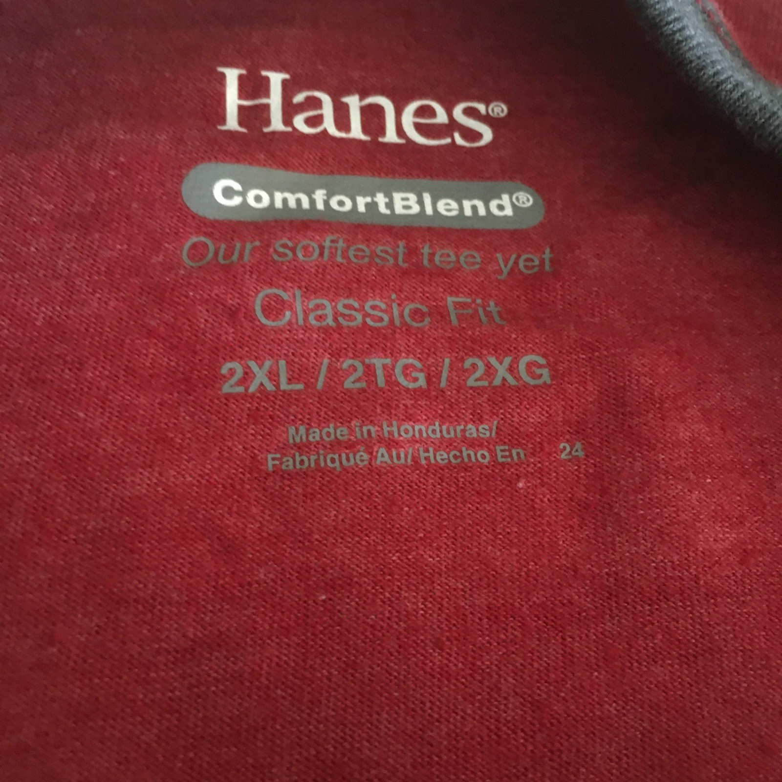 Hanes ComfortBlend Short Sleeve Red Henley Gray Raglan Tee Big Men 2XL gallery