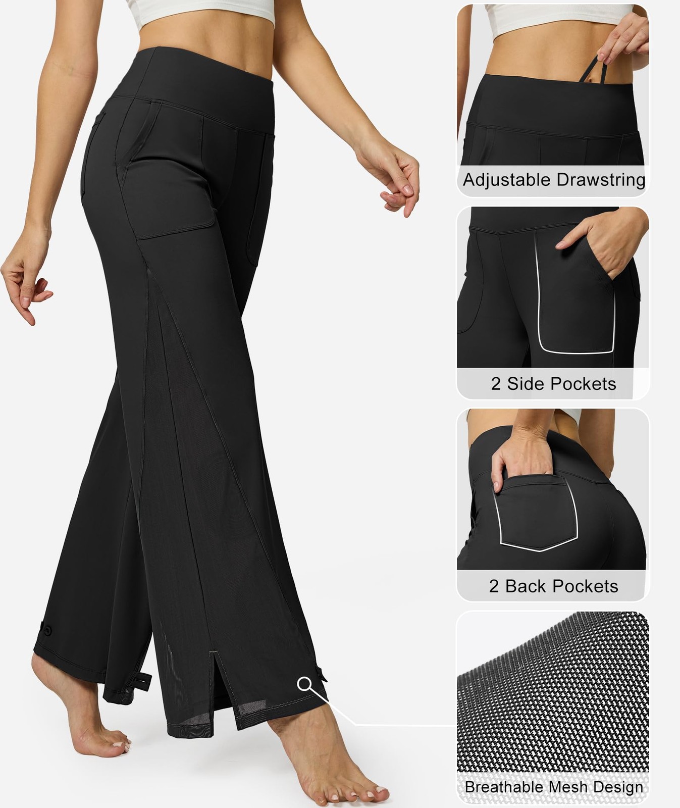 Women's Wide Leg Yoga Pants with Pockets High Waist Loose Casual Trousers gallery
