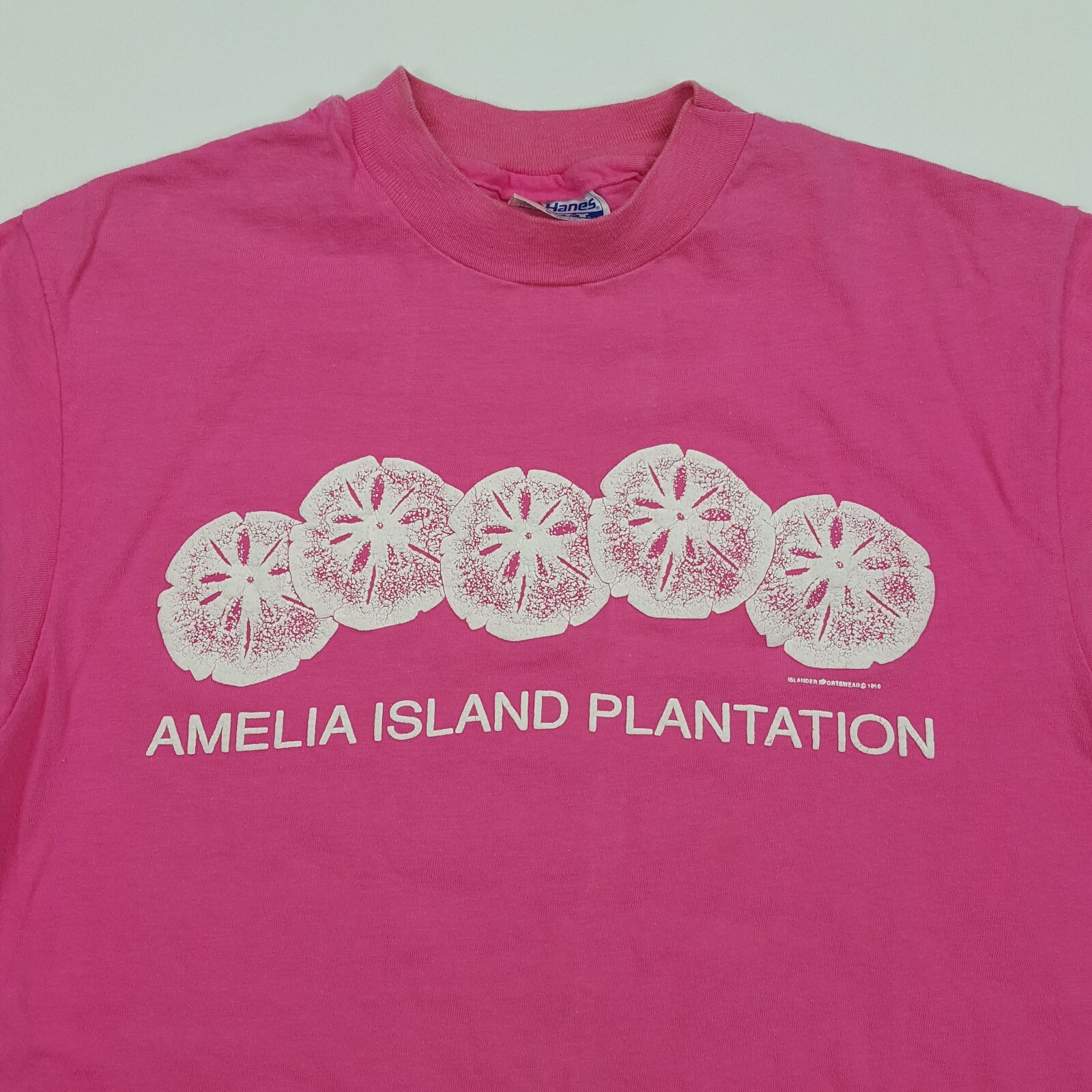VTG Amelia Island Pink Puff Print Preppy Size S Beach USA Made T Shirt gallery