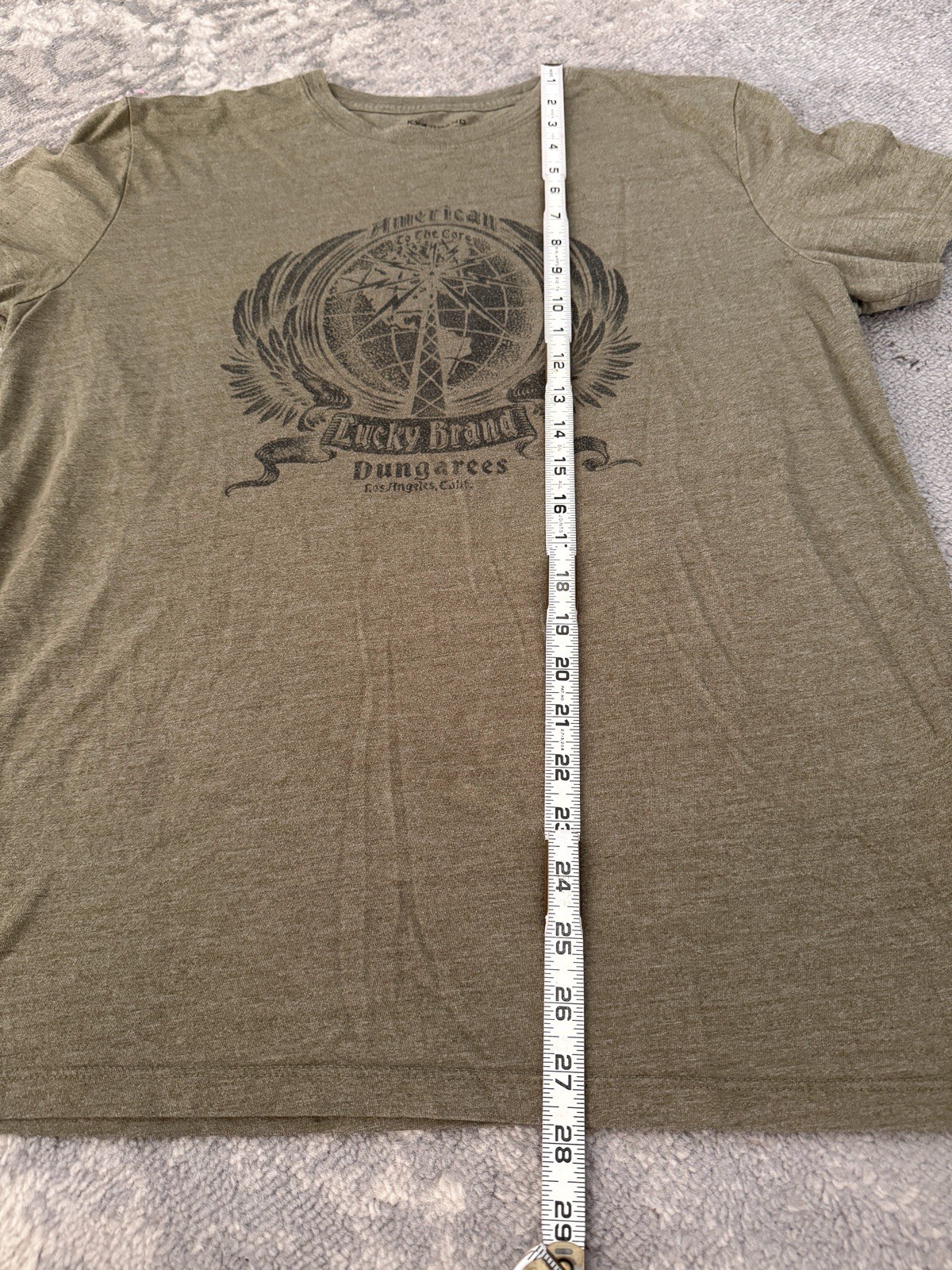 Lucky Brand T Shirt Olive Green American To The Core Men’s Large Distressed gallery