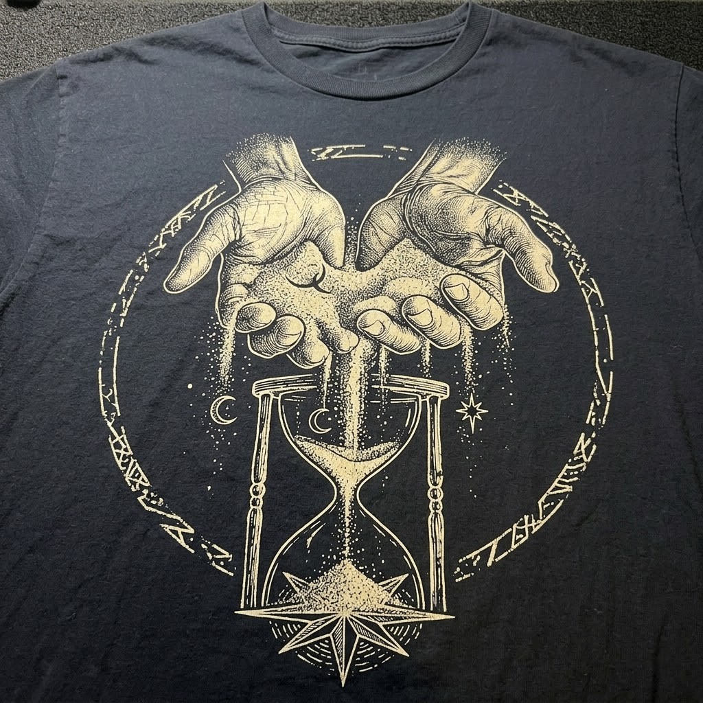 Mystical Hourglass Hands Occult Graphic Shirt Esoteric Dark Aesthetic Mens Tee