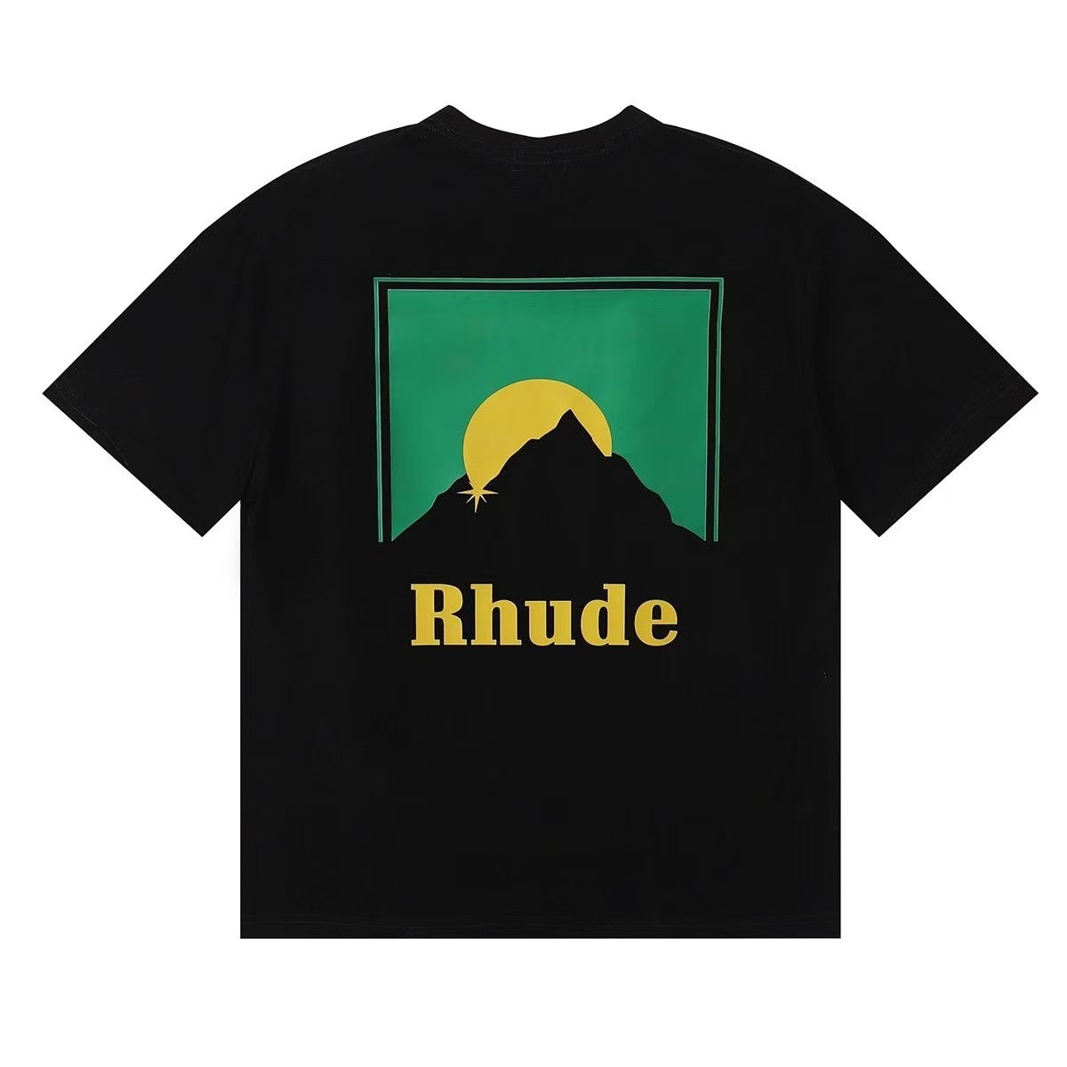 Men Women RHUDE Print Letter Sunset Cotton Short Sleeve POLO Loose T-Shirt S-2XL gallery