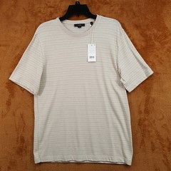 VINCE Shirt Mens Large Tan Stripe Pullover Crew Short Sleeve T-Shirt Tee $148