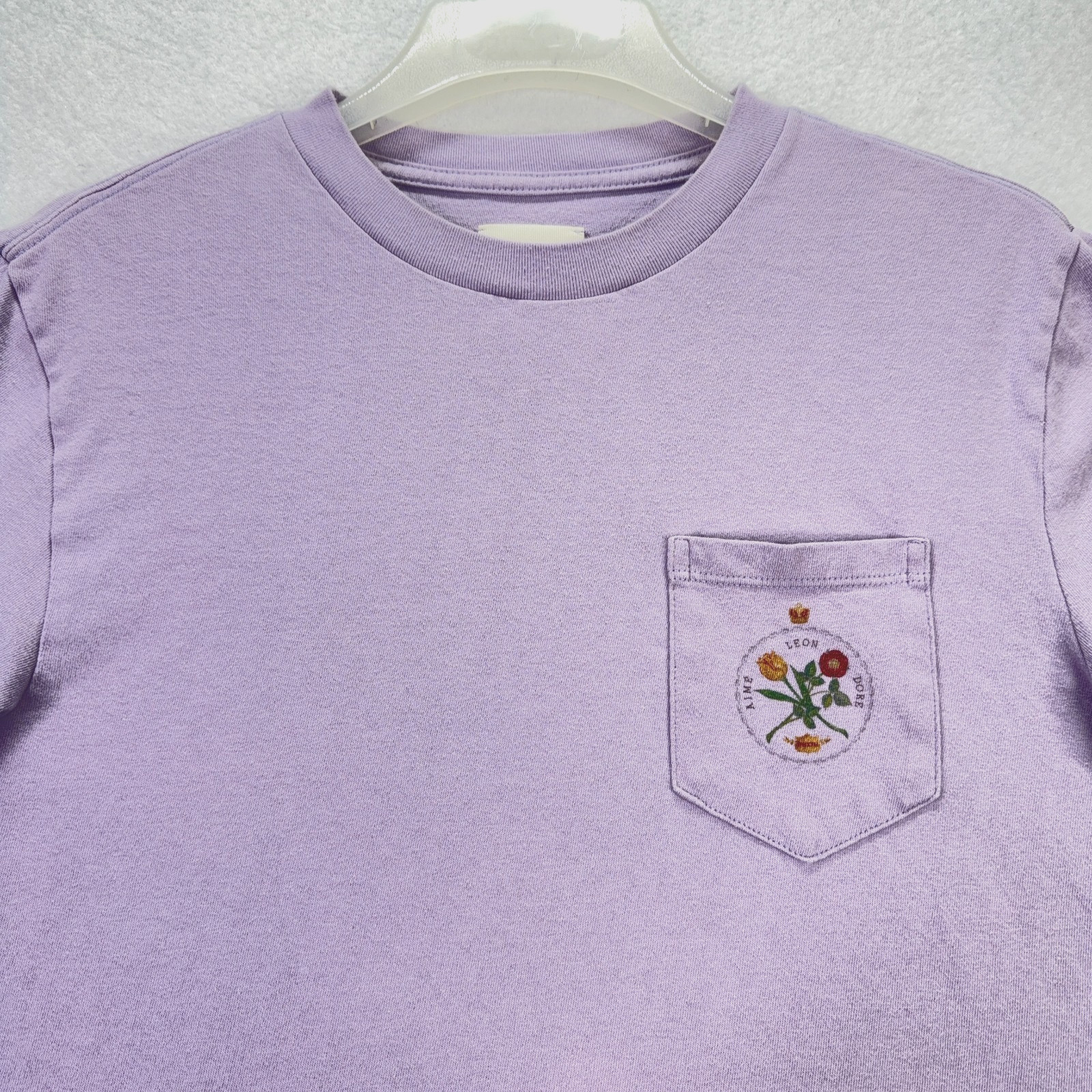 Aime Leon Dore Mens S Purple Floral Crest Pocket T-Shirt Graphic Tee Cotton Luxe gallery