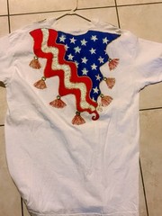 VTG Custom Made American Flag On A Fruit of the Loom White Single Stitch XXL
