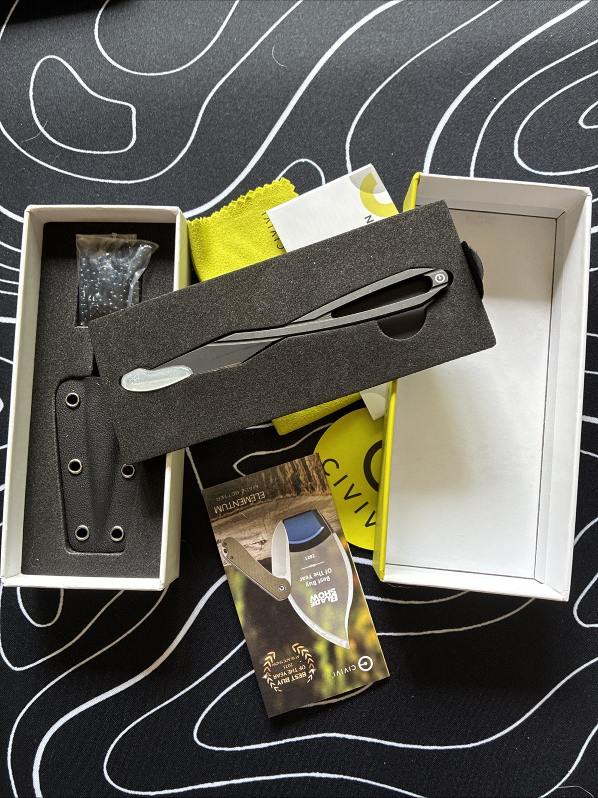 Civivi D-Art Fixed Blade Neck Knife Black Stonewashed D2 Steel w/ Sheath 210012