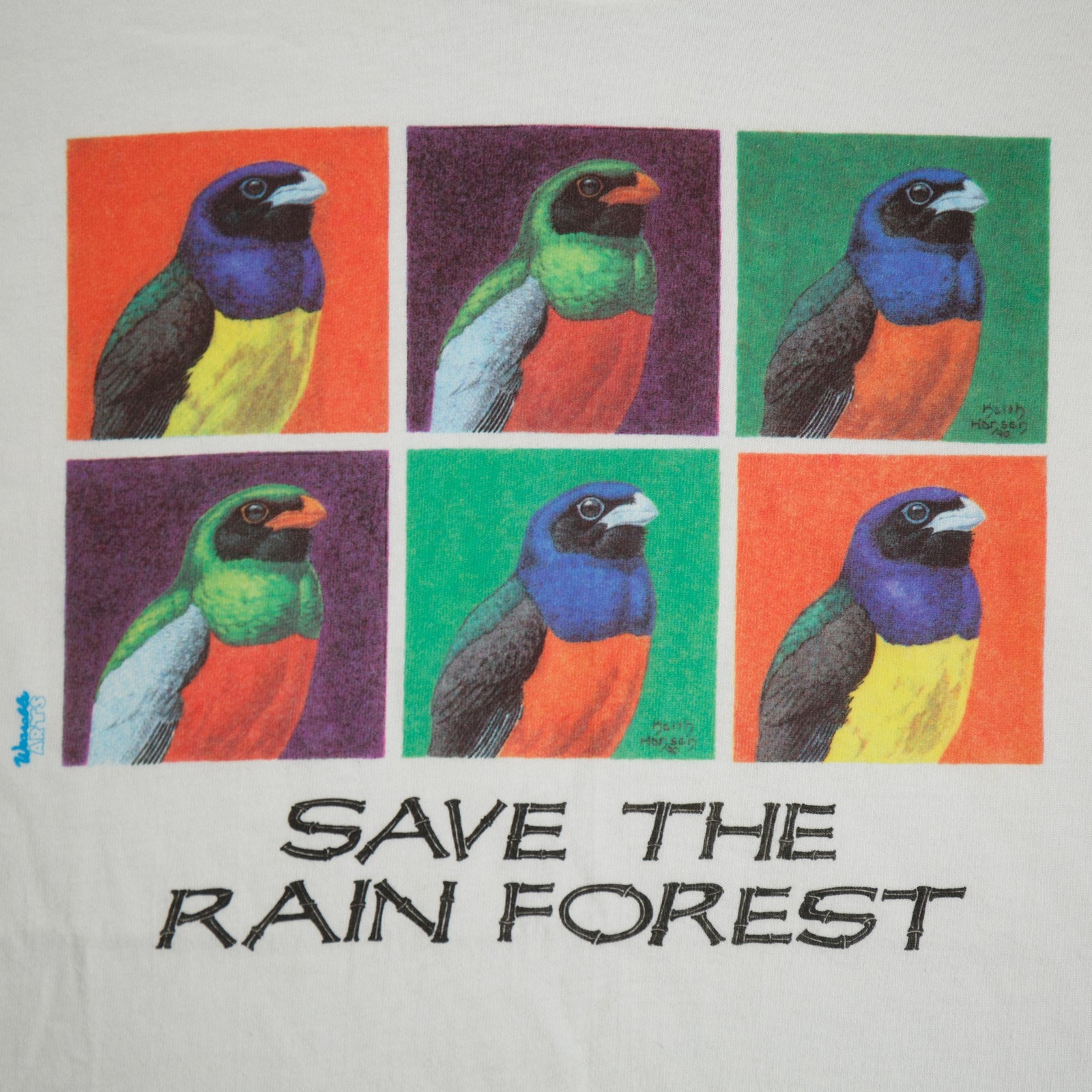 Vintage Hanes Save The Rain Forest Shirt Mens XL White Bird Graphic USA 90s gallery
