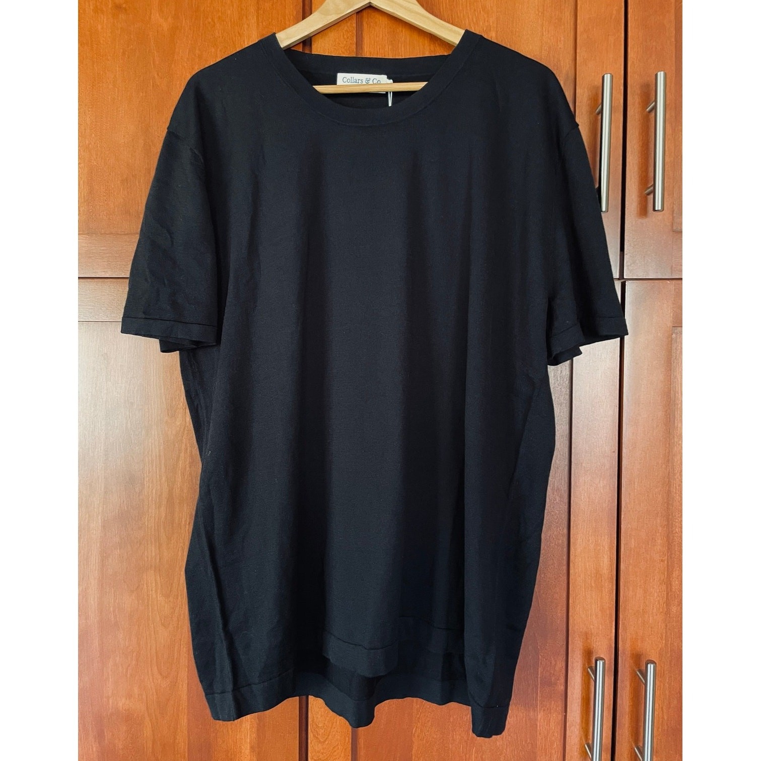 Collars and Co Lucca Cotton and Silk Tee Shirt Black Size 3XL NEW gallery