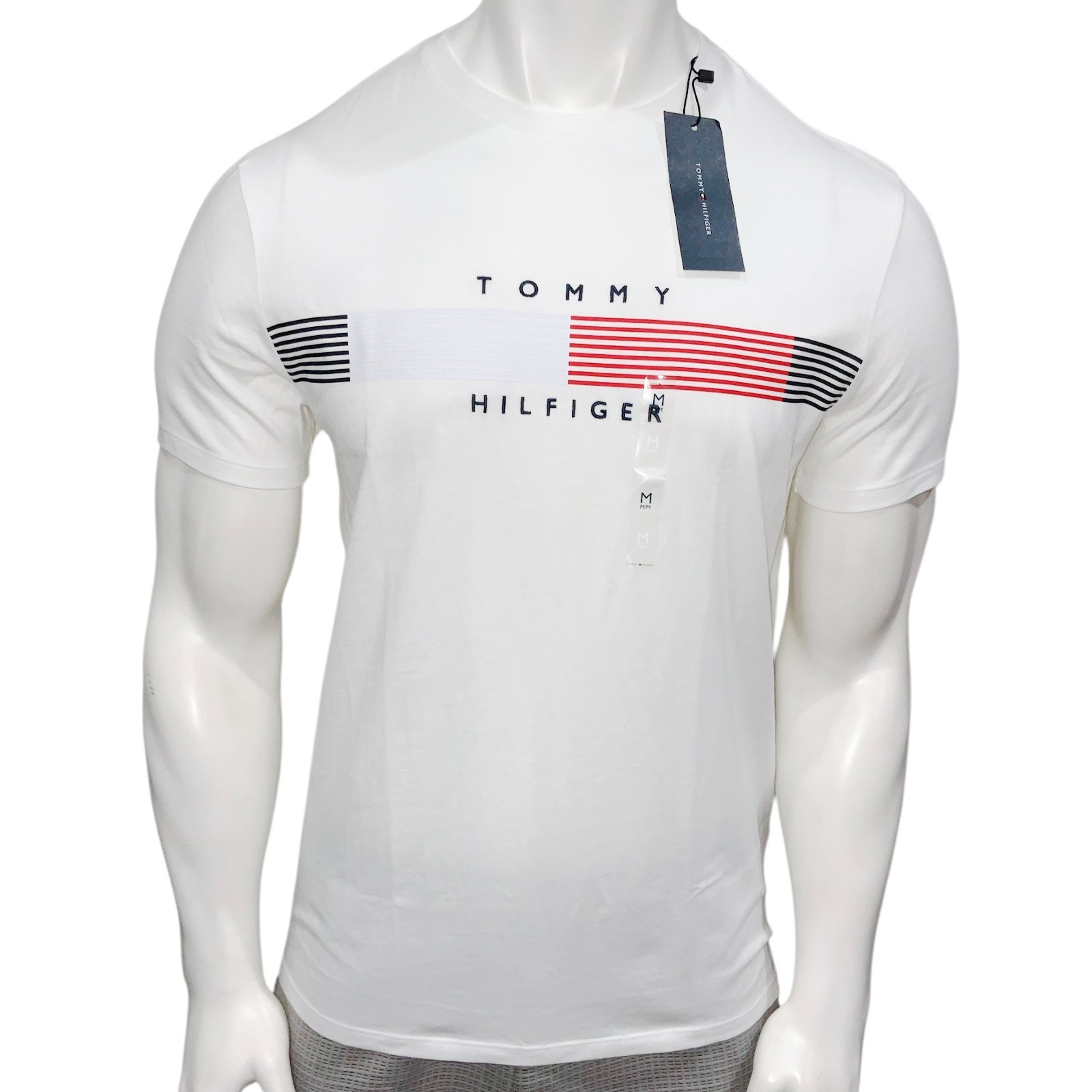 TOMMY HILFIGER MSRP$39.50 MEN'S WHITE CREW NECK SHORT SLEEVE T-SHIRT SIZE M gallery